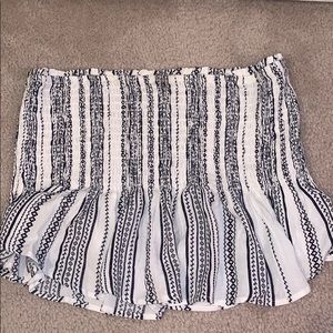 Navy and White striped patterned tube top